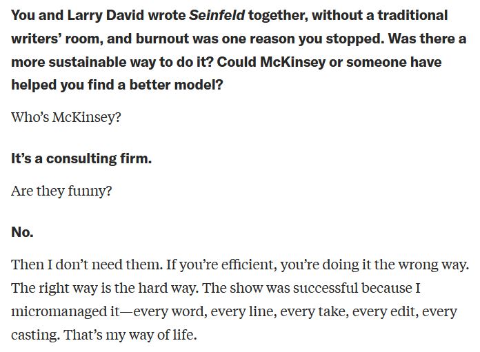 Seinfeld on consultants